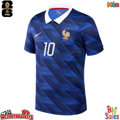 France Kylian Mbappe #10 Replica Home Stadium Shirt World Cup 2026 Short Sleeve